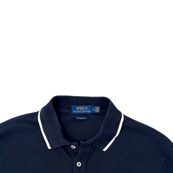 Ralph Lauren Polo Shirt Big Pony Logo American Flag Design Medium Navy Blue - Picture 4 of 7